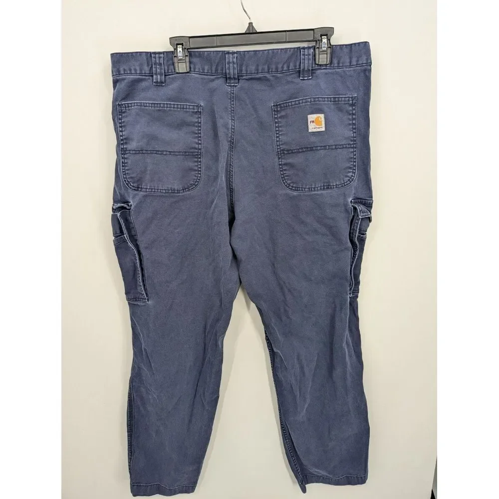 Carhartt FR Flame Resistant CAT 2 Pants 40x29 Navy Blue Canvas Workwear Pockets